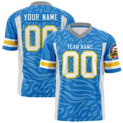 Powder Blue White-Powder Blue Zebra Stripes Football Jersey