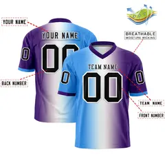Powder Blue White-Purple Gradient Football Jersey 2