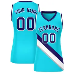 Women's Powder Blue White-Purple Slash Mesh Basketball Jersey 1