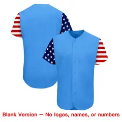 Powder Blue White-Red American Flag Baseball Jersey 7