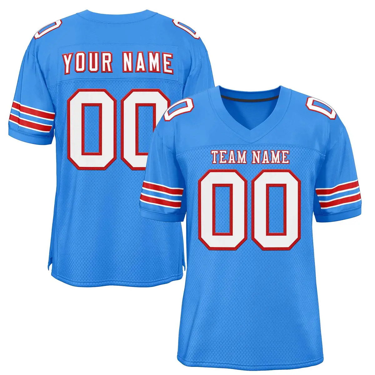 Powder Blue White-Red Classic Style Football Jersey