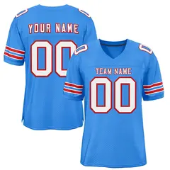 Powder Blue White-Red Classic Style Football Jersey 1