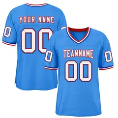 Powder Blue White-Red Classic Style Football Jersey