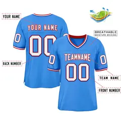 Powder Blue White-Red Classic Style Football Jersey 2