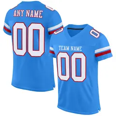 Powder Blue White-Red Classic Style Mesh Football Jersey 1
