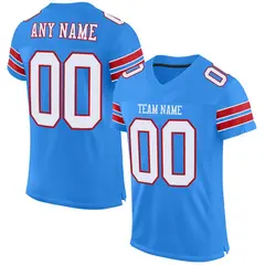 Powder Blue White-Red Classic Style Mesh Football Jersey 1