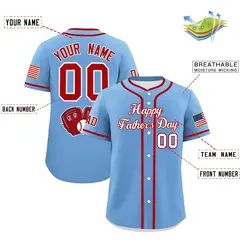 Powder Blue White Red Father's Day Classic Baseball Jersey 2