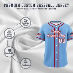 Powder Blue White Red Father's Day Classic Baseball Jersey 3