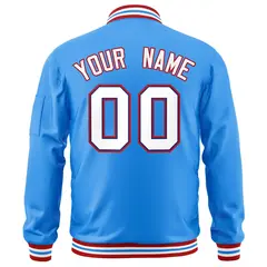 Powder Blue White-Red Varsity Full-Zip Letterman Jacket 4