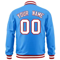 Powder Blue White-Red Varsity Full-Zip Letterman Jacket 4
