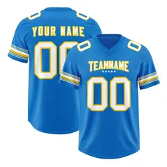 Powder Blue White Retro Sleeve Line Football Jersey