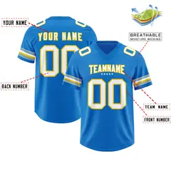 Powder Blue White Retro Sleeve Line Football Jersey 2