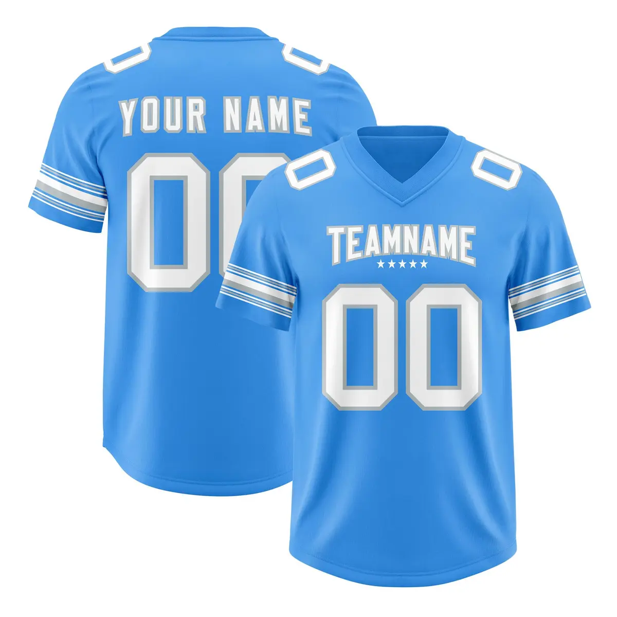 Powder Blue White Retro Sleeve Line Football Jersey