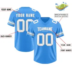 Powder Blue White Retro Sleeve Line Football Jersey 2