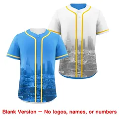 Powder Blue White Reversible City Graffiti Baseball Jersey 8