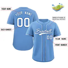 Powder Blue White-Royal Classic Authentic Baseball Jersey 2