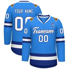 Powder Blue White-Royal Classic Style Hockey Jersey 1