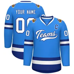 Powder Blue White-Royal Classic Style Hockey Jersey 1