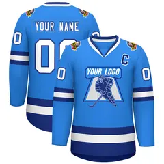 Powder Blue White-Royal Classic Style Hockey Jersey 1