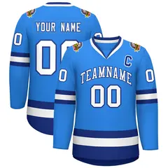Powder Blue White-Royal Classic Style Hockey Jersey 1