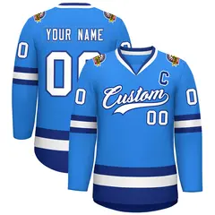 Powder Blue White-Royal Classic Style Hockey Jersey 1