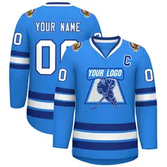 Powder Blue White-Royal Classic Style Hockey Jersey 1