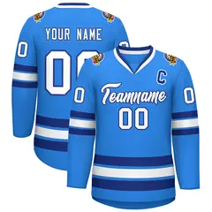 Powder Blue White-Royal Classic Style Hockey Jersey 1