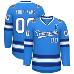 Powder Blue White-Royal Classic Style Hockey Jersey 1
