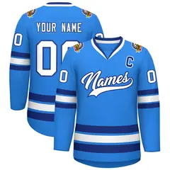 Powder Blue White-Royal Classic Style Hockey Jersey 1