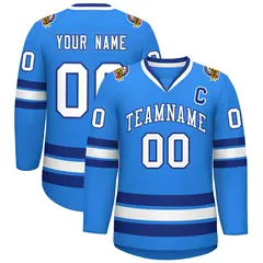 Powder Blue White-Royal Classic Style Hockey Jersey 1