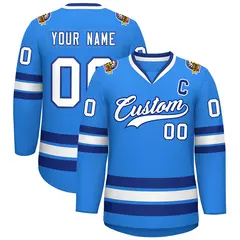 Powder Blue White-Royal Classic Style Hockey Jersey 1