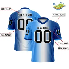Powder Blue White-Royal Gradient Football Jersey 2