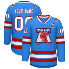 Powder Blue White Royal-Red Classic Style Hockey Jersey 1