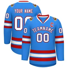 Powder Blue White Royal-Red Classic Style Hockey Jersey 1