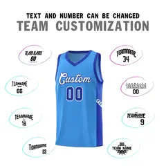 Powder Blue White-Royal Side Stripe Sports Basketball Jersey 4