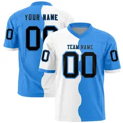 Powder Blue White Split Mesh Authentic Football Jersey
