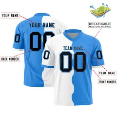Powder Blue White Split Mesh Authentic Football Jersey 2