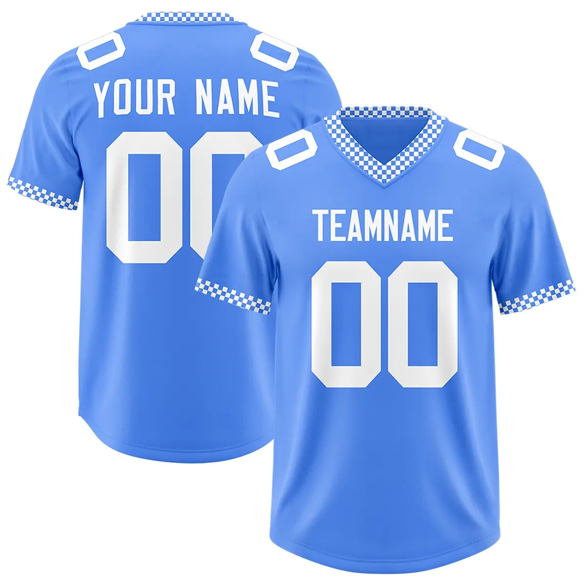 Powder Blue White Square Neckline Football Jersey