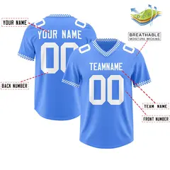 Powder Blue White Square Neckline Football Jersey 2