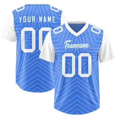 Powder Blue White Star Pattern Raglan Sleeves Football Jersey 1