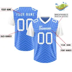 Powder Blue White Star Pattern Raglan Sleeves Football Jersey 2