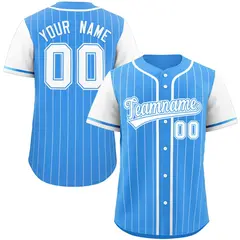 Powder Blue White Stripe Raglan Baseball Jersey