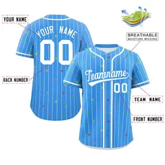 Powder Blue White Stripe Star Pattern Baseball Jersey 2
