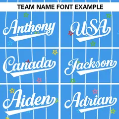 Powder Blue White Stripe Star Pattern Baseball Jersey 3