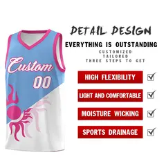 Powder Blue White Sunburst Two Tone Basketball Jersey 3