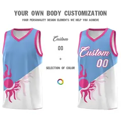 Powder Blue White Sunburst Two Tone Basketball Jersey 4
