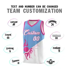 Powder Blue White Sunburst Two Tone Basketball Jersey 5