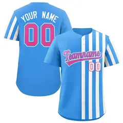 Powder Blue White Thick Stripe Authentic Baseball Jersey