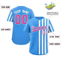 Powder Blue White Thick Stripe Authentic Baseball Jersey 2