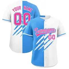 Powder Blue White Tiger Claw Scratch Split Baseball Jersey